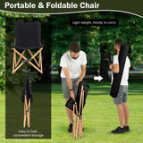 Set of 2 Bamboo Dorm Chair with Storage Pocket for Camping and Fishing