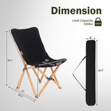 Set of 2 Bamboo Dorm Chair with Storage Pocket for Camping and Fishing