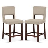 2 Piece Bar Chair Set with Hollowed Back and Rubber Wood Legs