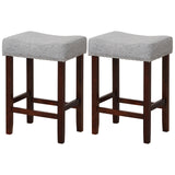 Set of 2 24 Inch Bar Stool with Curved Seat Cushions