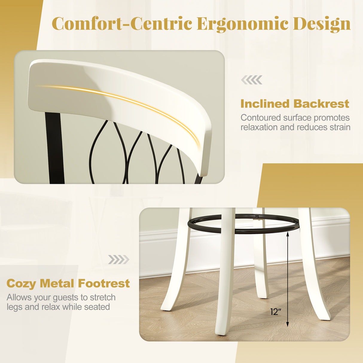 Set of 2 Bar Stools Swivel Bar Chairs with Footrest Rubber Wood Frame and Tufted Rivets