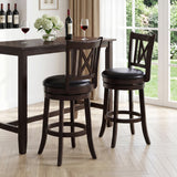 Set of 2 Bar Stools Swivel Bar Chairs with Hollowed Backrest and Footrest-30/Footrest-26 inches