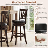 Set of 2 Bar Stools Swivel Bar Chairs with Hollowed Backrest and Footrest-30/Footrest-26 inches