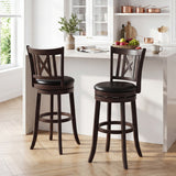 Set of 2 Bar Stools Swivel Bar Chairs with Hollowed Backrest and Footrest-30/Footrest-26 inches