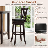 Set of 2 Bar Stools Swivel Bar Chairs with Hollowed Backrest and Footrest-30/Footrest-26 inches
