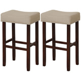 29 Inch Set of 2 Height Upholstered Bar Stool with Solid Rubber Wood Legs and Footrest