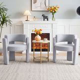 Set of 2 Comfy Upholstered Armchair Modern Velvet Barrel Accent Chair-Gray