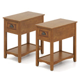 Set of 2 Contemporary Side End Table with Drawer