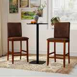 Set of 2 Counter Barstools with Rubberwood Legs and Upholstered Seat-Walnut
