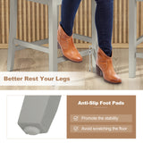 Set of 2 Counter Bar Stool with Inclined Backrest and Footrest-Gray