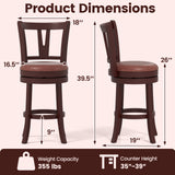 Set of 2 Counter Height Swivel Barstools with High Backs and Footrests