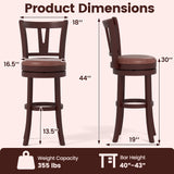 Set of 2 Counter Height Swivel Barstools with High Backs and Footrests