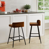 Set of 4 24" Industrial Rubber Wood Bar Stool with Low Back Metal Legs and Footrest