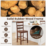 Set of 2/4 Counter Height Bar Stools with Rubber Wood Frame for Home Dining Room
