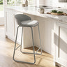 Set of 2 Counter Height Bar Stools with Curved Backrest and Metal Frame for Kitchen Dining