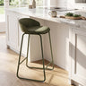 Set of 2 Counter Height Bar Stools with Curved Backrest and Metal Frame for Kitchen Dining