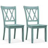 Set of 2 Cross Back Rubber Wood Dining Chairs