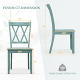 Set of 2 Cross Back Rubber Wood Dining Chairs