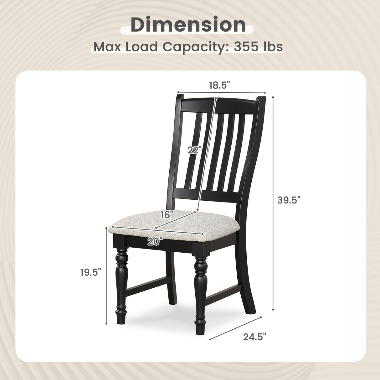Set of 2 Dining Chairs Kitchen Side Chair with Solid Wood Legs