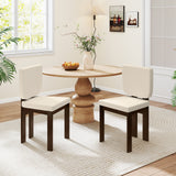 Wooden Dining Chair Set of 2 with Rubber Wood Leg for Home Office Living Room-Brown