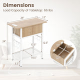 Set of 2 End Table with Charging Station and Hidden Compartment