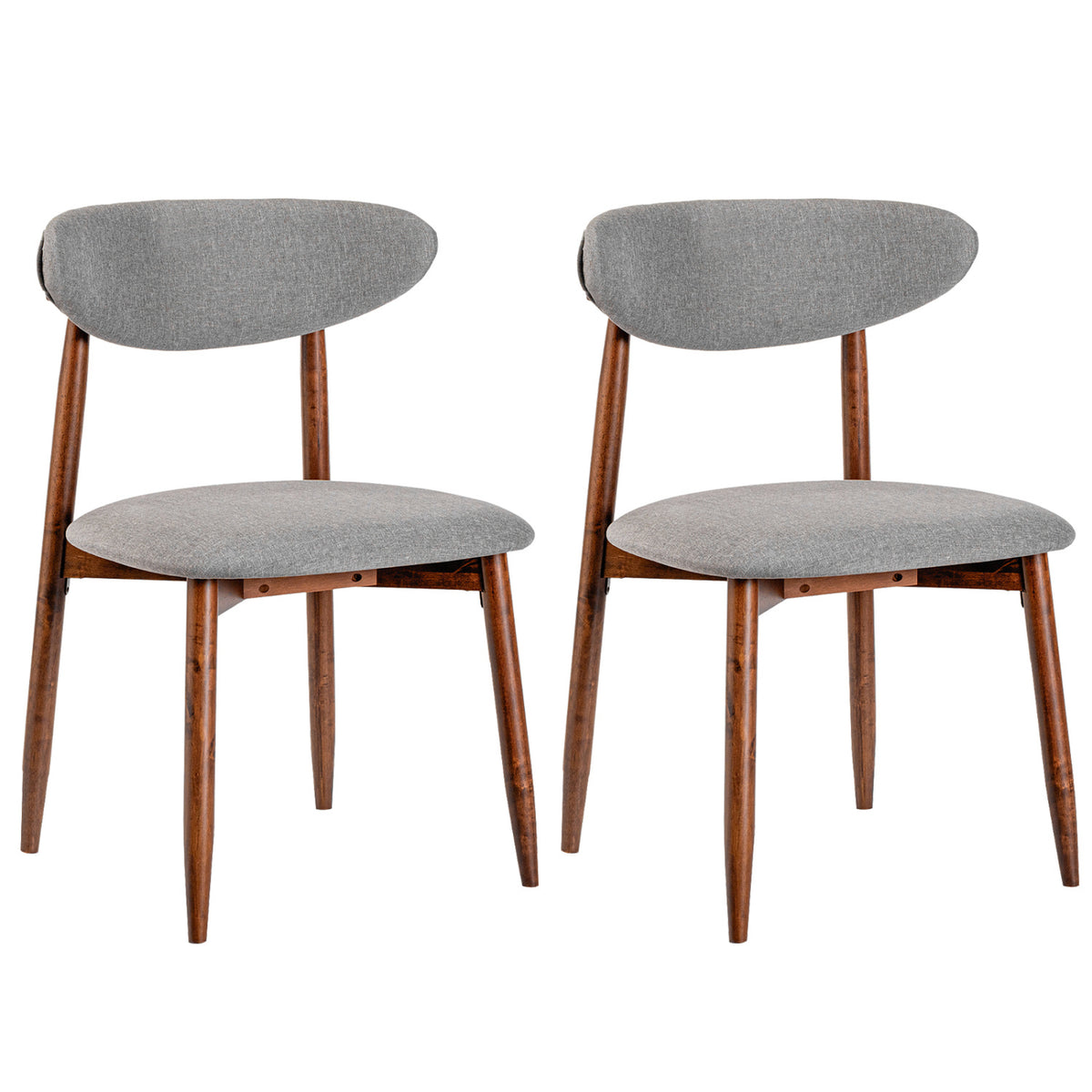 Set of 2 Fabric Upholstered Dining Chairs with Curved Backs