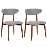 Set of 2 Fabric Upholstered Dining Chairs with Curved Backs