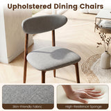 Set of 2 Fabric Upholstered Dining Chairs with Curved Backs