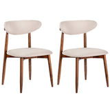 Set of 2 Fabric Upholstered Dining Chairs with Curved Backs