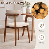 Set of 2 Fabric Upholstered Dining Chairs with Curved Backs