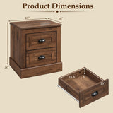 Set of 2 Farmhouse Nightstand with 2 Drawers & Storage for Living Room Bedroom-Brown