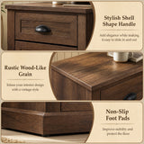Set of 2 Farmhouse Nightstand with 2 Drawers & Storage for Living Room Bedroom-Brown