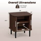 Set of 2 Fluted Nightstand with Sliding Doors and Adjustable Shelf for Small Spaces