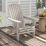 1 Piece Folding Adirondack Chair with High Backrest and Wide Armrests