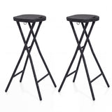 Set of 2 Folding Bar Stool 27.5" with HDPE Seat & Carry Handle for Kitchen Bar-Black