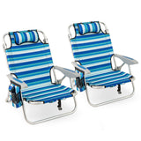 Set of 1 Folding Beach Chair for Adults with 4-Position Adjustable Backrest