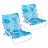 Set of 2 Folding Beach Chairs with Sponge Padded Seat for Camping