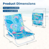 Set of 2 Folding Beach Chairs with Sponge Padded Seat for Camping