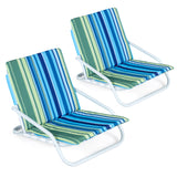 Set of 2 Folding Beach Chairs with Sponge Padded Seat for Camping