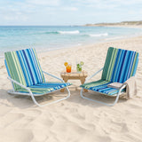 Set of 2 Folding Beach Chairs with Sponge Padded Seat for Camping