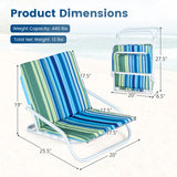 Set of 2 Folding Beach Chairs with Sponge Padded Seat for Camping
