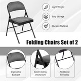 4 Pieces Fabric Upholstered Padded Seat Folding Chairs Seet