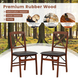Set of 2 Folding Dining Chairs with 400 LBS Capacity-Brown