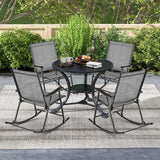 Folding Rocking Chair with Breathable Seat Fabric Set of 2