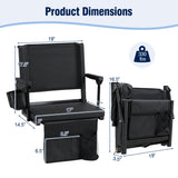 Set of 2 Folding Stadium Seat with Cup Holders and Pockets-Black