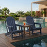 Set of 2 HDPE Adirondack Chair with Cup Holder and Wooden Texture for Patio