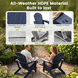Set of 2 HDPE Adirondack Chair with Cup Holder and Wooden Texture for Patio