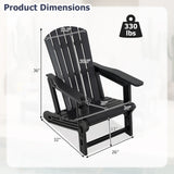 Set of 2 HDPE Adirondack Chair with Cup Holder and Wood-Like Texture  for Garden