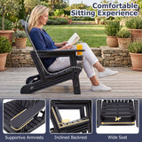 Set of 2 HDPE Adirondack Chair with Cup Holder and Wood-Like Texture  for Garden