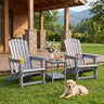 Set of 2 HDPE Adirondack Chair with Cup Holder and Wood-Like Texture  for Garden